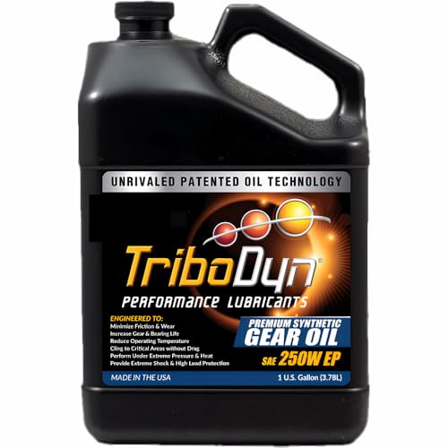 TriboDyn SAE 250W EP Premium Synthetic Gear Oil with Patented Ceramic Coating – Heavy Weight Racing & Industrial Gear Lube (ISO 460 Equivalent) (1 Gallon)