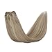 Produktbild Sunny Remy Clip in Extensions Echthaar Ombre Blond - Aschblond mit Blond Clip in Haarverlangerung Voller Kopf - Blond Strähnchen Doppelt Tressen Haarextension Echthaar Clips 40cm 7Tressen 120gramm