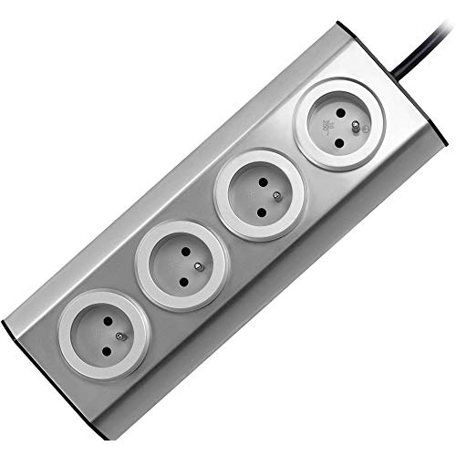 ORNO FS-2 Multiprise Electrique 4 Prises avec Sécurité Enfants Montage en Saillie à 45 ° Idéal pour Cuisine Bureau et Plan de Travail 3680W 16A (4 Fois...