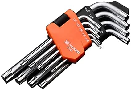 Edward Tools Star Key Wrench Set - Hardened Chrome Steel Screwdriver Set with Organizer Clip - Straight or L - T10 T15 T20 T25 T27 T30 T40 T45 T50 (Short)
