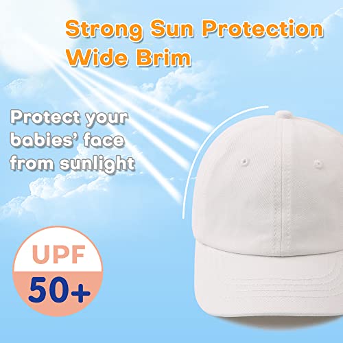 Plain Toddler Baseball Hat Unisex Cotton Kids Trucker Hat Adjustable Baby Boys Sun Caps Girls Baseball Cap 1-5Y (48Cm(9-24M), White) #TOP1