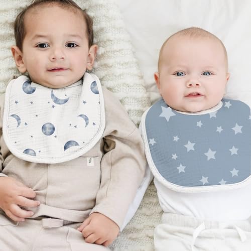 Image of Konssy Muslin Baby Bibs 8 Pack Baby Bandana Drool Bibs Cotton for Unisex Boys and Girls, Soft Absorbent Set for Teething and Drooling