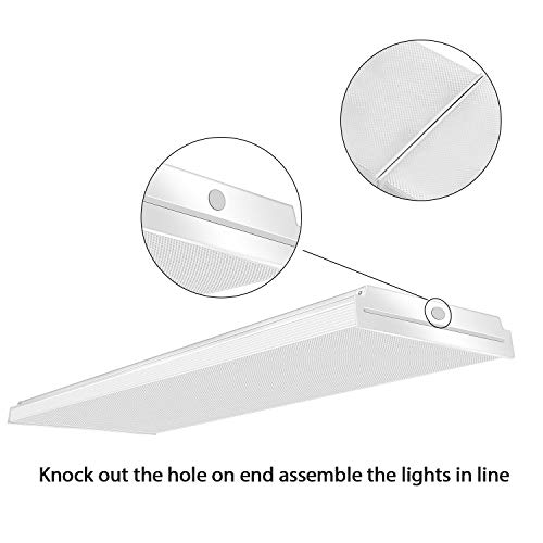 AntLux 72W LED Wraparound Light 4FT LED Office Lights Ceiling, 8600 Lumens, 4000K Neutral White, 4 Foot Flush Mount Wrap Lighting Fixture for Garage Workshop, Fluorescent Light Replacement