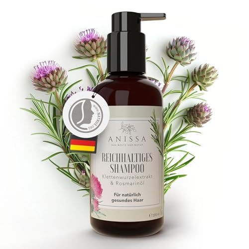 Anissa Rosmarin Naturkosmetik Shampoo Damen 200ml, Haarshampoo ohne Sulfate Parabene und Silikone - Pflege für empfindliche Kopfhaut und fettiges Haar - Natürliche Inhaltsstoffe ohne Chemie