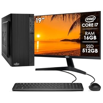 Computador Completo Intel Core i7 16GB SSD 512GB Monitor 19" 4 Núcleos Super Turbo Pc Hdmi Teclado e Mouse Strong Tech