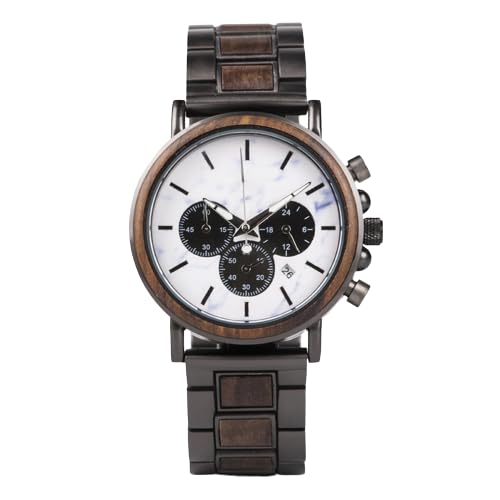 KASTHAM wooden crafts ens Wooden Watches Business Casual Wristwatches Stylish Ebony Wood & Stainless Steel Combined Chronograph with Gift Box (Brown), Brown, Chronograph,Quartz Movement (B0CBM28LR8) Amazon Price History, Amazon Price Tracker