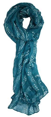 Ted and Jack - Sweet Symphony Allover Music Notes Scarf in Teal