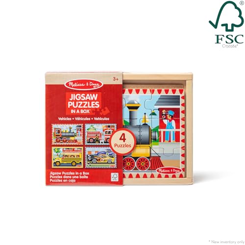 Melissa & Doug 3794 Vehicles 4-In-1 Wooden Jigsaw Puzzles In A Storage Box thumb #2