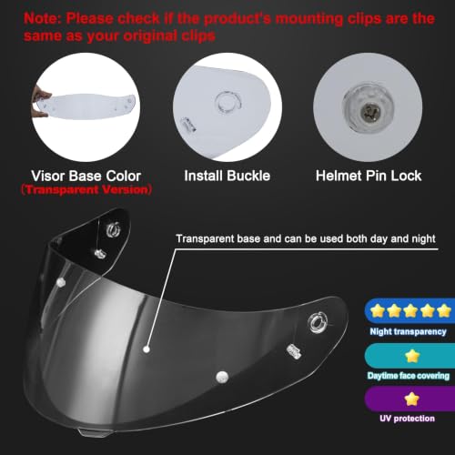 Image of PSLER Shatterproof Helmet Visor for HJ17,C90,C91,SY&CL-MAX 3,Transparent | Impact-Resistant ,UV400 Protection, Motorcycle Tinted Face Shield for HJ17,C90,C91,CL-MAX 2, IS-MAX BT, SY-MAX 3, IS-MAX 2