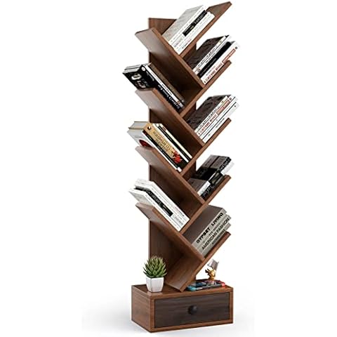 COSTWAY 10-Tier Wooden Tree Bookshelf Cover