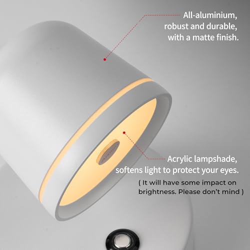 Image of Aisilan Wall Sconce, Hardwired Touch Dimmable Wall Light with 3 Color Temperatures, Adjustable 7W LED Wall Lamp CRI97, Modern White Aluminum Sconce for Bedroom Bedside Hallway