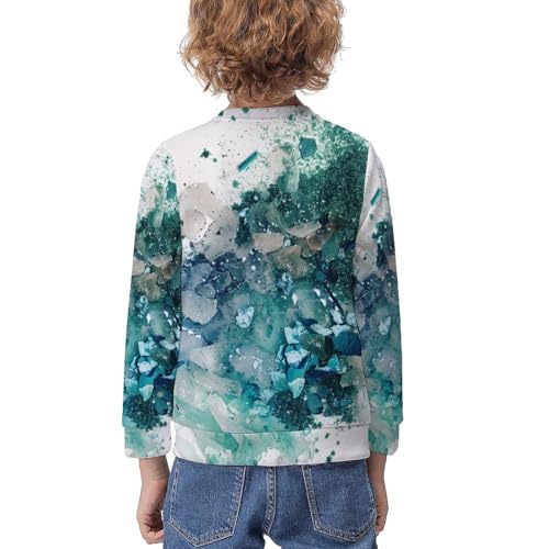 Green And Blue Glitter SparklesChildren's Casual Pullover Sweatshirt Loose Fit9-11Y2