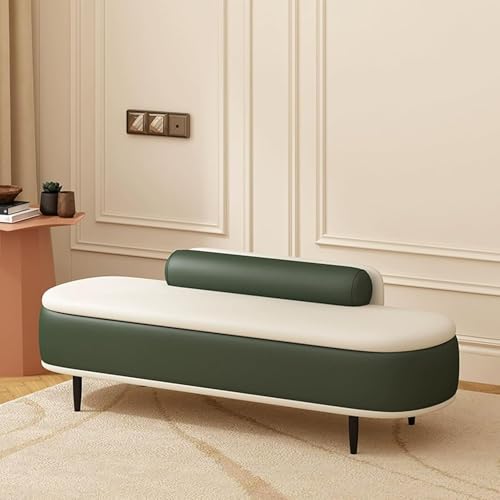 Banc d'extrémité de lit beige vert pour ranger et désencombrer