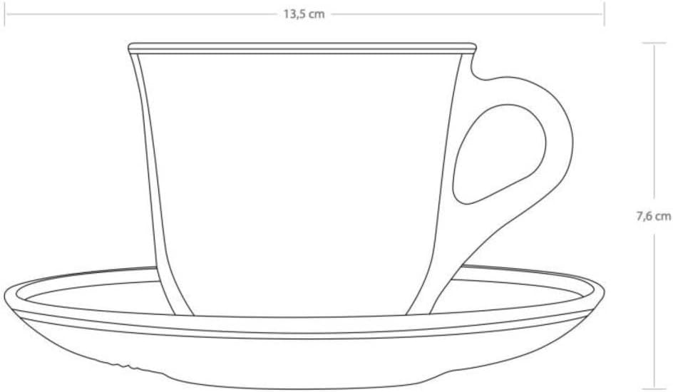 Pasabahce Glass Tea Cups and Saucers Set, 12 PCs Glass Mugs with Saucers for Coffee, Herbal Tea, Hot Beverages, 5.7 oz Capacity