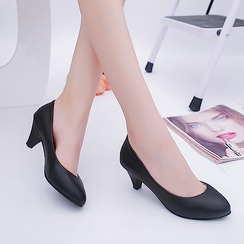 WUIWUIYU Womens Office Kitten Heels Pumps Slip On Evening Dress Work Cute Sexy Pump Shoes4