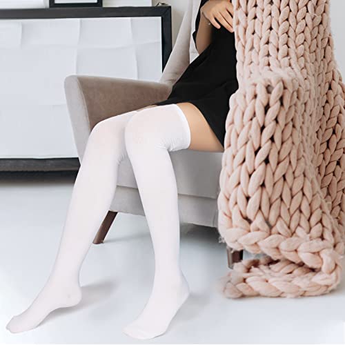 Image of KINBOM 1 Pair Thigh High Socks, Cotton Soft Knee High Long Stockings Women Leg Warmers for Wednesday Christmas Cosplay