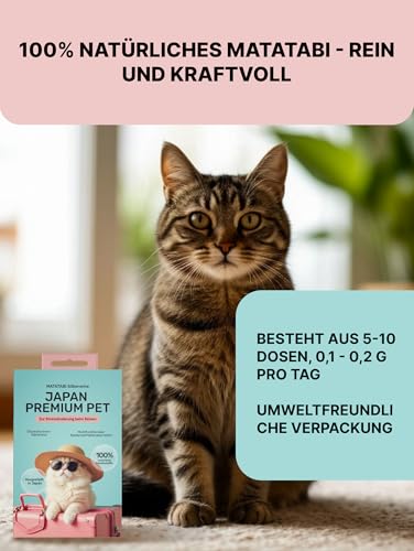 Matatabi Pulver für Katzen | | Natürliches Anti-Stress Katzen Pulver für Reisen & Umgebungswechsel | Appetitanregend & Immunsystem stärkend | Alternative zu Katzenminze | 100% Reines Silvervine