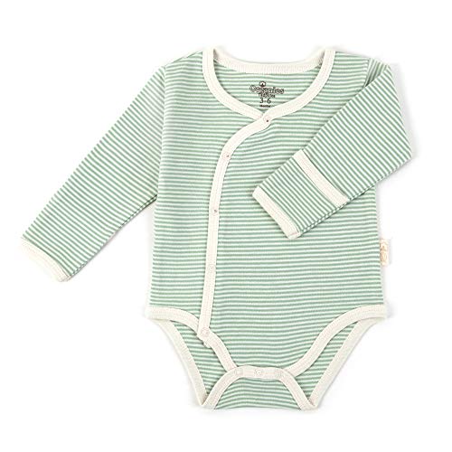 Image of Tadpoles Organic Cotton Pin-Stripe Kimono-Style Bodysuit