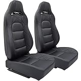 WIILAYOK 2 Pack Racing Seats, PVC Leather Universal Bucket Seats Pair with Dual Lock Sliders for Front-Back Adjustment - Automotive Racing Seats Pair for Cars, Black