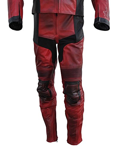 Classyak Men's Real Leather Motorycle Pants with Knee Protector