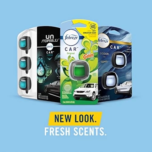 Image of Febreze Car Air Freshener Vent Clip Linen & Sky Scent, .06 oz. Car Vent Clip, 2 Count