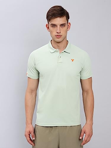 Image of TECHNOSPORT Men's Polyester Slim Fit Self-Design Short Sleeve Polo Matpiq T-Shirt with Anti Microbial, Techno Dry for Regular and Casual Use