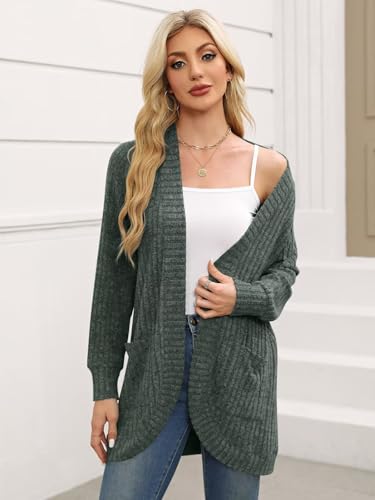 Image of BELAROI Women Plus Size Cardigan Sweater Fall Outfit | Open front long cardigan, lightweight sweater, versatile layering tops for fall winter, daily wear, outdoor, office clothes