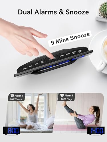 Image of Digital Alarm Clock for Bedroom Bedside, Large Big Numbers Display with Brightness Dimmer, Plug-In Electric Desk Clock with Battery Backup, USB Charging Port, Adjustable Volume, 12 /24Hr, Snooze
