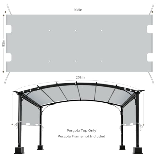 Image of 85 inchx 208 inch Universal Pergola Shade Cover, Garden Shade Replacement for 17x7.4 Ft Outdoor Pergola Structure, Patio Gazebo Canopy, Porch, Balcony Waterproof Top (Cover Only, Light Gray)
