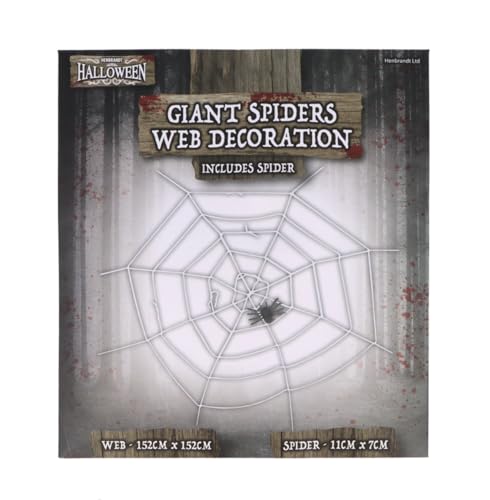 HENBRANDT Halloween Giant Spider Web Decoration 152x152cm Realistic Creepy Spooky Party Prop Indoor Outdoor Haunted House Decor with Included Detailed Spider