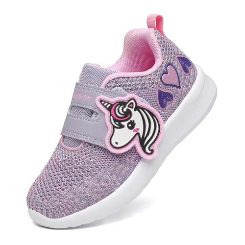 GEERX YUMI Toddler Girl Athletic Tennis Shoes Lightweight Breathable Comfortable Sport Walking Running Unicorn Sneakers (Toddler/Little Kid)