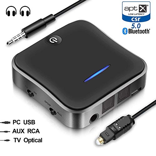 Happon Transmetteur récepteur Bluetooth 5.0 Adaptateur sans Fil Adaptateur Audio Bluetooth Câble Optique numérique pour Haut-Parleur APTX Technologie à Faible Latence