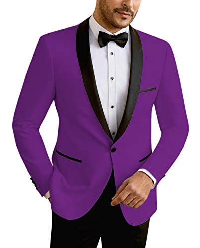 Men's Suit Jacket Slim Fit One Button Shawl Lapel Tuxedo Formal Wedding Groomsmen Blazer(Jacket) Purple