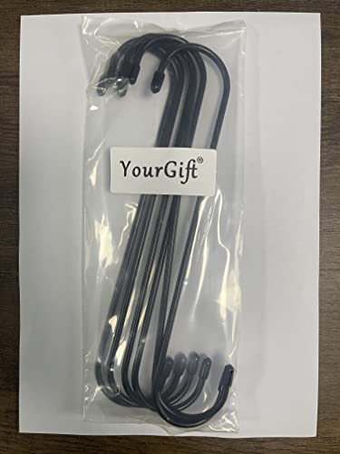 Image of YourGift 6 Pack 10 Inch Extra Long Heavy Duty S Hooks for Hanging Plant, Closet, Flower, Basket, Garden, Patio, Bird Feeder (Black)