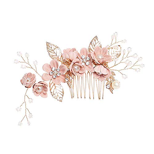 Peine de novia,Novia Pinza para el Cabello Peine,Joyería horquilla en forma de flor,Peine de boda...