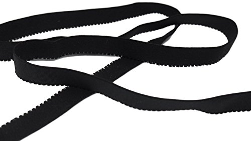 Porcelynne Black Scalloped Edge Brushed Back Strap or Waistband Elastic - 3/4