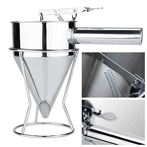 Foto von TheStriven Pfannkuchen Teigspender Kolbentrichter Küchentrichter Fülltrichter Edelstahl Teigportionierer Edelstahl Backtrichter Trichter mit Stand Batter Trichter für Hauptküchen Bäckerei Gebrauch