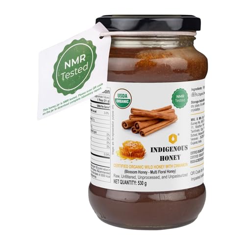 Image of INDIGENOUS HONEY Organic Cinnamon Honey Raw Unfiltered 17.64 oz Glass Jar