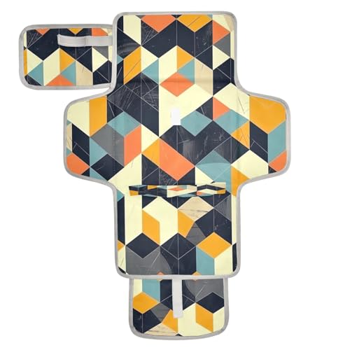 Image of Kigai Geometric Texture Pattern Portable Diaper Changing Pad, Travel Diaper Changing Pad for Newborn, Foldable Waterproof Baby Changing Mat with Baby Wipes Pockets