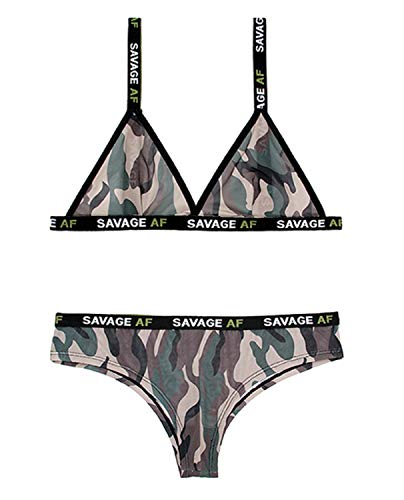 Fantasy Lingerie Vibes Savage Af Bralette & Cheeky Panty Camouflage OSXL/Queen
