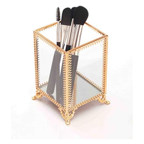 Miss Sweet Makeup Brush Holder Organizer Pencil Storage Container Decorative Vanity Storage (Rose Gold) Cover