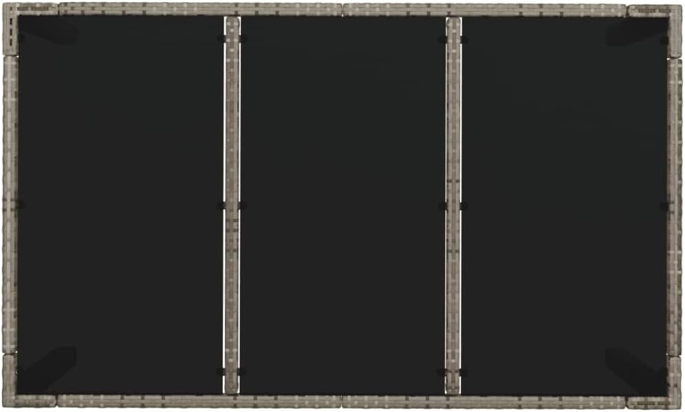 Garden Coffee Table with Glass Top Grey PE Rattan Outdoor Patio Furniture 59.1 x 35.4 x 29.5 in Weather-Resistant Outdoor Table for Patio Balcony Seating