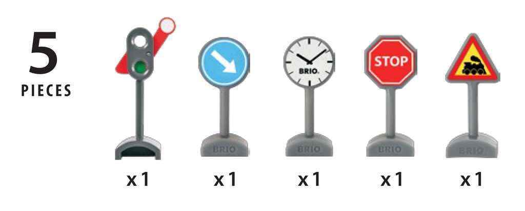 Brio World -33864 - Panneaux de Signalisation - Accessoire pour circuit de train en bois et circuit de voiture - Jouet pour garçons et filles à partir de 3 ans