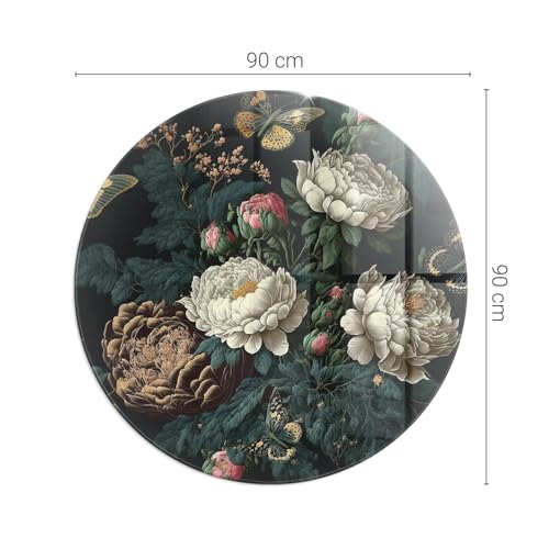 Plaque de sol de cheminée en verre durable et décor floral - 3