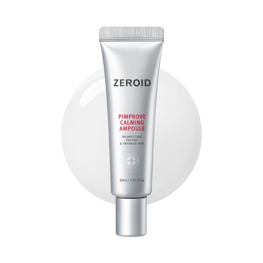 ZEROID | Pimprove Calming Ampoule | Korean Dermocosmetic Balance Care for Oily & Troubled Skin | Soothing Face Serum for Sensitive Skin | Acne-Prone Skincare | Korean Skin Care | 1.01 fl oz (30ml)
