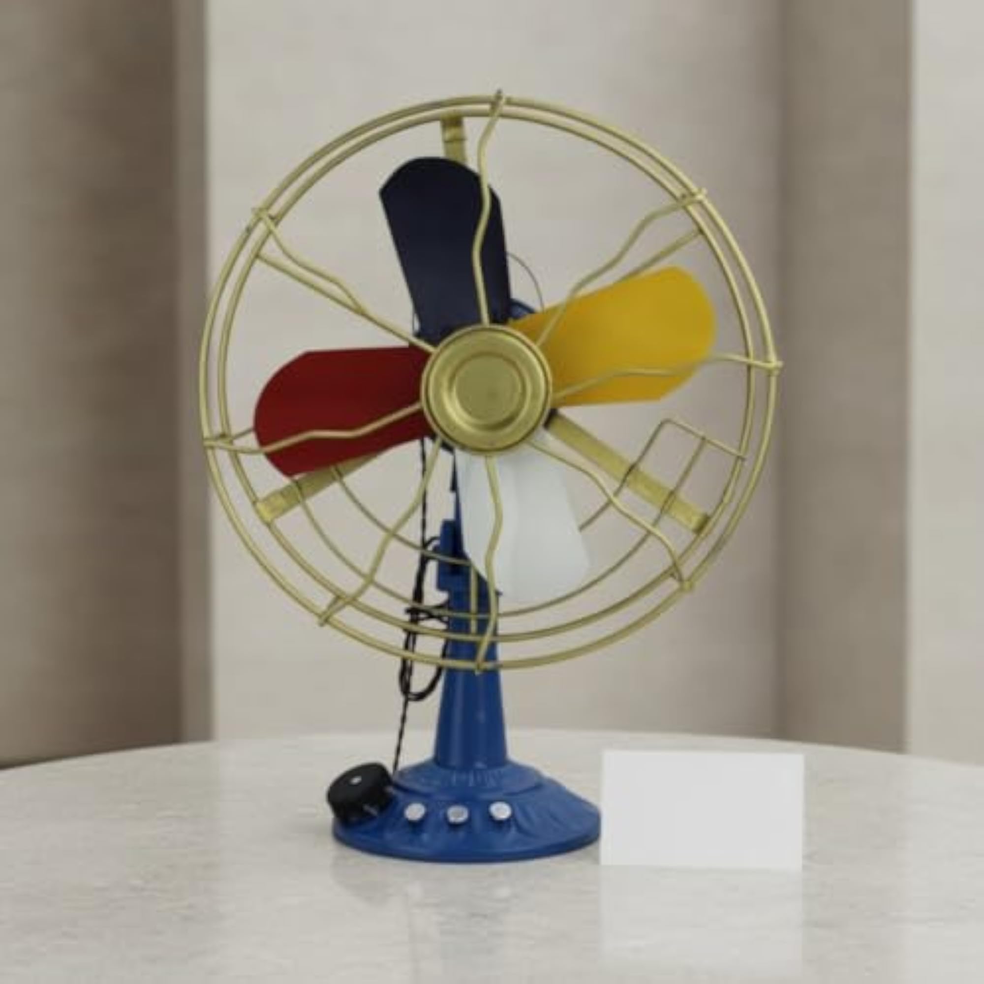 Freestanding Decorative Fan with Pedestal Base, Study Room Display