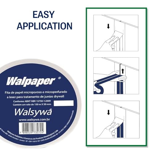 Image of Walsywa Drywall Paper Tape Finishing - Walpaper 50MM x 150M 130G /M2 (1-Pack, 50MM x 150M)