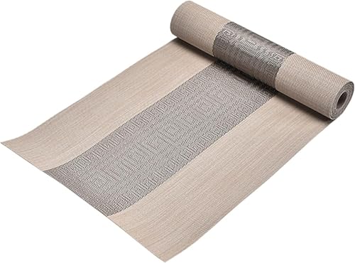 Image of Dining Table Placemats & Runner Set - Heat Resistant, Washable & Stain Resistant Woven Vinyl Mats | Table Runner & 6 Placemats Set for Stylish Dining (45x30 cm Placemats, 180x30 cm Runner)