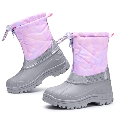 Stelle Girls Snow Boots with Zipper Kids Boys Winter Outdoor Boots(MMM,3ML)