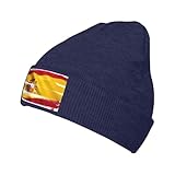 WZYWHJ Gorro de lana de punto con estampado de bandera de España para adultos, cómodo gorro cálido de otoño e invierno, Azul marino, talla única